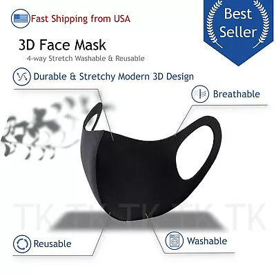 1/2/3/4/5 Washable & Reusable Fashion Face Black Mask (Unisex) • $4.99