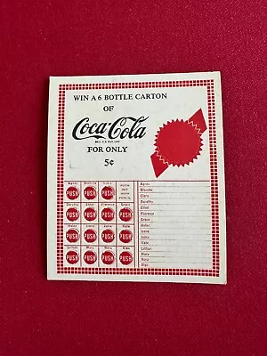 1950's Coca-Cola  Un-Used  6-Bottle Carton Punch Board (Scarce / Vintage) • $35