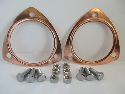 3 1/2  Copper Header Exhaust Collector Gaskets Reusable With Bolts 3.5  #7503kit • $22.95