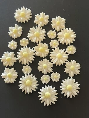 Edible Fondant Flower Daisy Cake Cupcake Toppers 24pc • $9