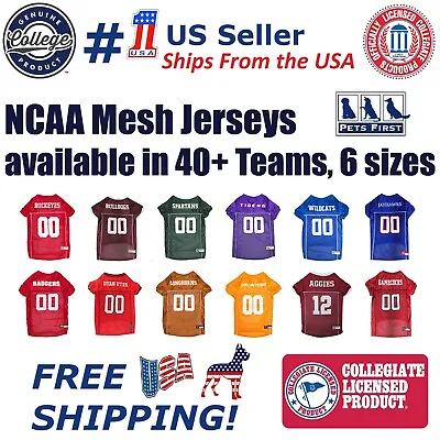 NCAA Football/Basketball Mesh Jersey For Pets Available In 40+ Teams & 7 Sizes • $28.99