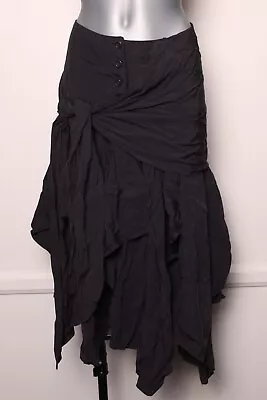 Vintage Y2K/90s Small Asymmetrical Multilayer Buttondown Black Skirt W/wraparoun • $30