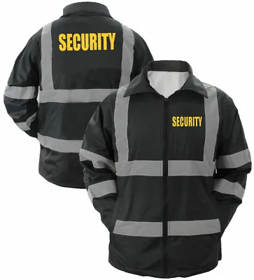 High Visibility Black Raincoat With Reflective Stripes And Security ID • $59.99