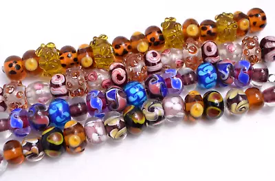 New 4 Strands Of Fine Murano Lampwork Glass Beads - 12mm Patterned - A7197c • $9.99