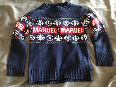$25 • Buy Marvel Sz 4T Winter Knit Sweater Pullover Christmas Ugly Holiday Captain America