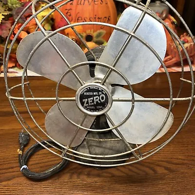 Nice Vintage Bersted Mfg Co ZERO Desk Wall Fan Oscillating 4 Blade Model 1265 • $18.99