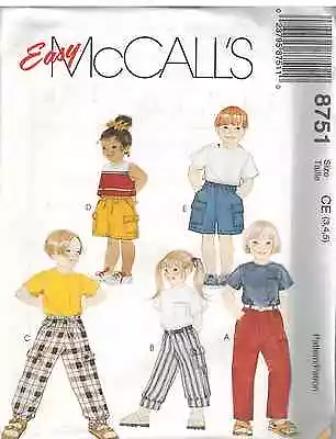 8751 UNCUT Vintage McCalls SEWING Pattern Girls Boys Pull On Pants Shorts OOP  • $4.89