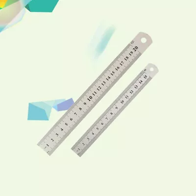 2pcs Stainless Steel Double Scale Metric Straight Ruler 20cm 15cm • £4.55