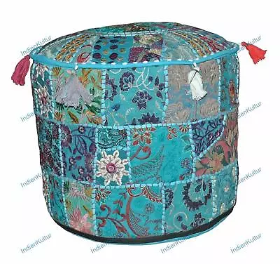 Hippie Gypsy Pouf Ottoman Vintage Floral Indian Stool Cover Ethnic Decor • $21.32