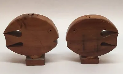 Hawaiian Koa Wood Fish Salt And Pepper Shakers Hawaii Vintage   • $14.99