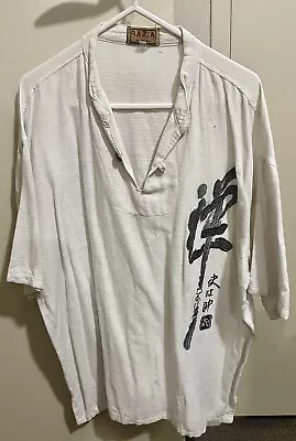 White Men's Summer Shirt Thai Cotton Casual Summer Hippie Beach Yoga Top Size XL • $32