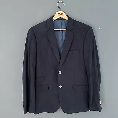Mens Holland Esquire Navy Blue Linen Cotton Blend Blazer Suit Jacket Size 40R • £8.99