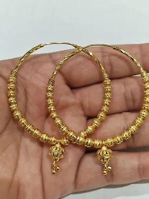 Real 22ct Gold Plated Big Size Bali Hoop Earring Asian Jewellery  • £7.99