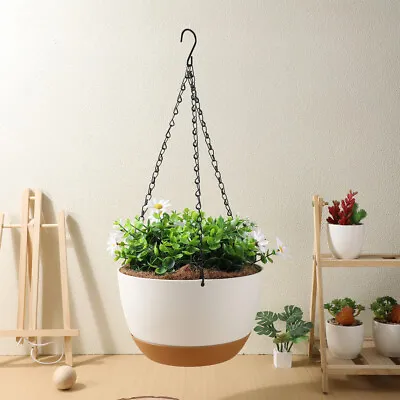 2 Packs Hanging Planter Flower 24cm Basket Garden Plastic Plant Pot With Chain • £13.99