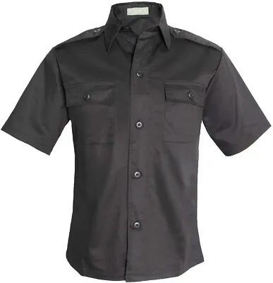 Black Tactical Uniform Shirt Short Sleeve Button Down Epaulets Duty Police • $35.99