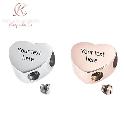 Engraved Ashes Heart Charm Urn - Rose Gold Or Silver - Memorial Personalised • £19.99