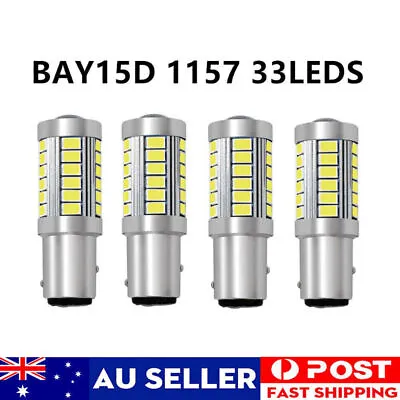 4X White BAY15D 33SMD LED 1157 Car Tail Brake Stop Tail Light Bulb Globe 12V AU • $14.59