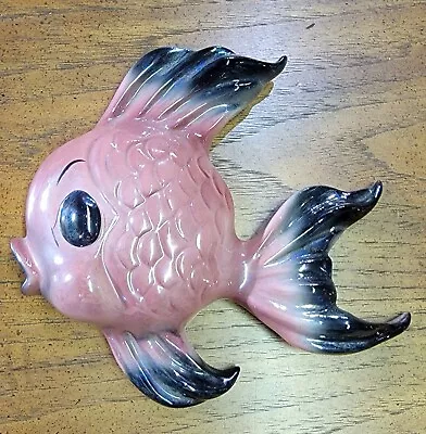 Vintage CERAMICRAFT Fish  San Clemente Wall Art MCM BATHROOM Pink 9  X 8  • $35.19