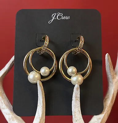 J.Crew PEARL DROP HOOP EARRINGS! New$39.50 NWT & Dust Bag. • $15