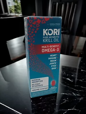 Kori Pure Antarctic Krill Oil Multi-Benefit Omega-3 400MG 90 Softgels Exp. 08/24 • $17.09
