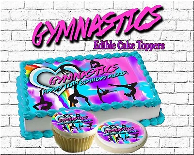 Gymnastics Birthday Cake Topper Edible Paper Sugar Sheet Cupcakes Easy Aerobics  • $10