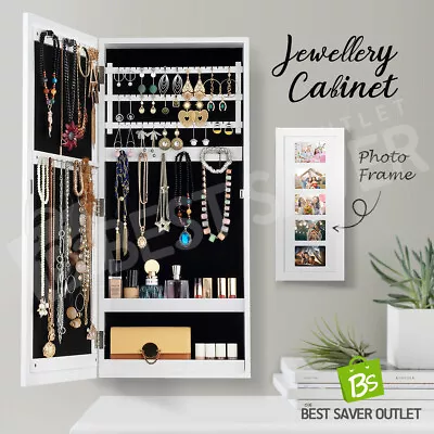 Wall Jewellery Cabinet Makeup Storage Jewelry Organiser Box /Photo Frame White • $84.75