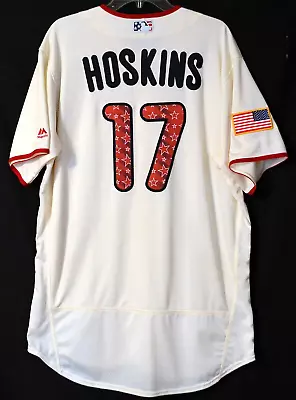 Rhys Hoskins 2018 Game-Used Independence Day Home Jersey Phillies MLB.com Auth. • $1100