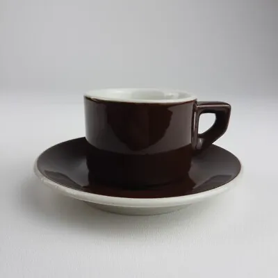 ACF Espresso Coffee Cafe Cup & Saucer Dark Brown Chocolate Made In Italy Vintage • $7.99