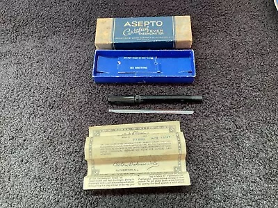 Vintage Set 1847 Asepto Fever ThermometerBoxCaseCertificate-Rutherford NJ • $35