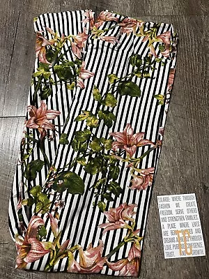 New Release LuLaRoe TC Tall & Curvy Leggings Lilly Flower Vertical Stripe Print • $25