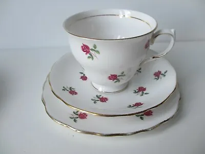 Colclough Trio  Pink Roses  Cup Saucer Square Plate good  Used Condition  • £7.78