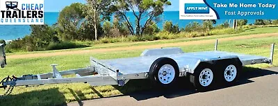 LOW STOCK! 16x6.5 Galvanised Tandem Car Trailer 3000kg ATM Electric Brakes Tilt • $6745