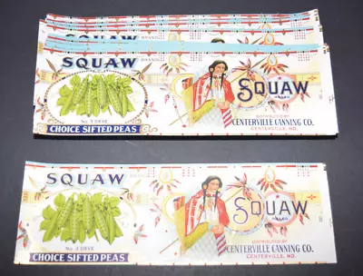 Original Antique SQUAW Brand Vegetables Centerville MD Native American Can Label • $19.95