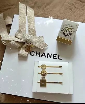 New Authentic CHANEL Beauty Coco Logo Hair Pin Clip VIP Gift Set • £30.31