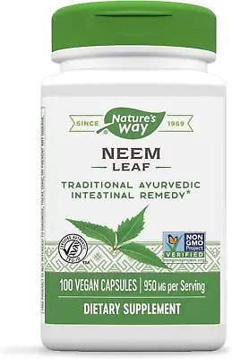 Nature's Way Neem Leaf 950mg 100 Vegan Capsules Intestinal Support • £15.75