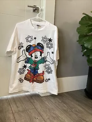 Vintage T-Shirt Single Stitch Mickey Mouse One Size XL Hip Hop Made USA Disney • $34.99