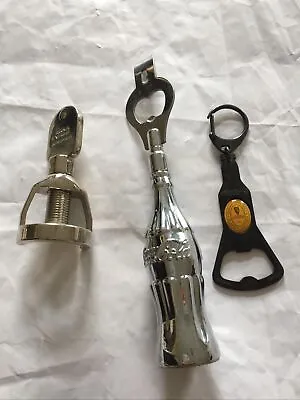 Coca Cola Bottle Opener Chrome Bottle Shape Heavy Dated 1996. & 2 Others See Pic • £15