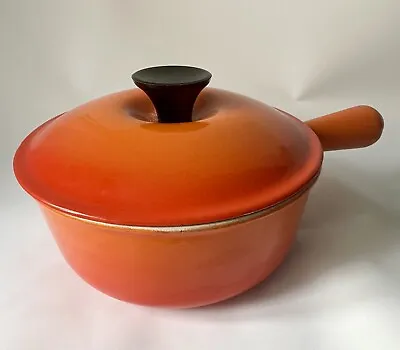 Vintage Le Creuset Pot Saucepan Volcanic Orange Lid 18cm Metal Hollow Handle • £19.99