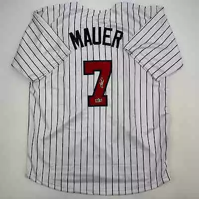 Facsimile Autographed Joe Mauer Minnesota Pinstripe Reprint Jersey Size Men's XL • $74.99