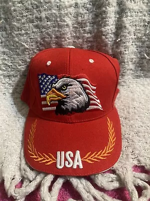 USA American Flag Eagle Embroidered Patriotic Baseball Red Hat Ball • $18.99