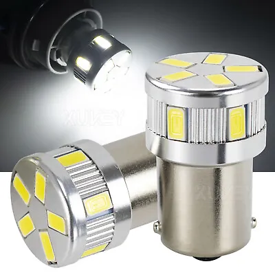 2X LED Light Bulb 1156 R5W BA15S Brake Reverse Turn Stop Tail White Globe12/24V • $13.52