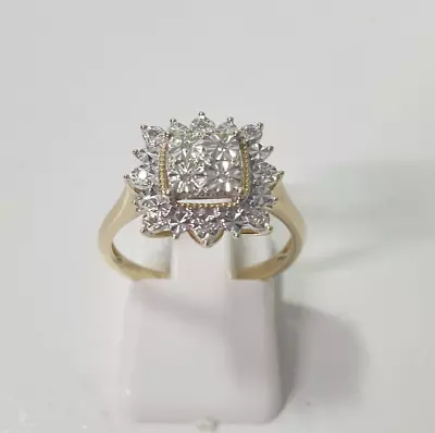 9CT YELLOW GOLD LADIES DIAMOND DRESS RING SIZE O 2.34gms TDW 0.06 • $200