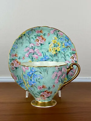 £81.85 • Buy Shelley MELODY CHINTZ #13382 Gold Footed Cup & Saucer 