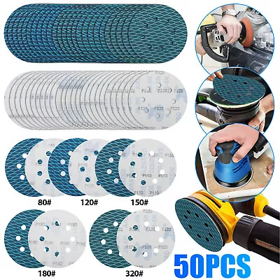 50Pcs 5Inch 8 Hole Sanding Disc Hook & Loop Sander Pads Sand Paper 80-320 Grit • $16.98