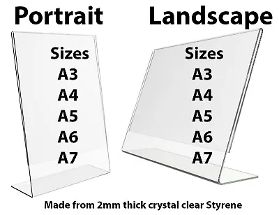 Acrylic Counter Poster Holder Perspex Leaflet Display Stand A3 A4 A5 A6 & A7 • £4.99