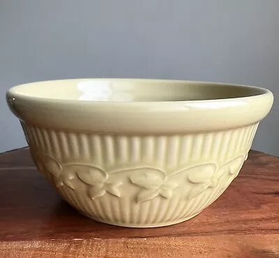 Vintage Maple Leaf USA Pottery Yellow Mixing Serving Bowl Ribbed 8-3/8” • $24.95