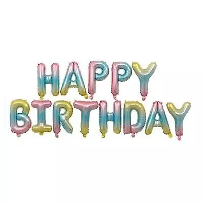 Happy Birthday Balloons Banner Balloon Bunting Party Decoration Inflating Decor • £2.39