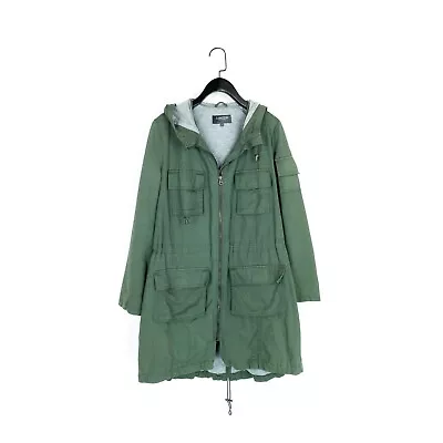 M&S Limited Collection Khaki Green Cargo Pocket Cotton Parka Coat - Size 8 • £21