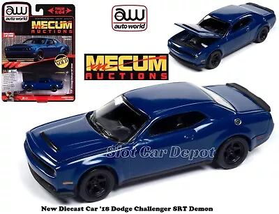 Auto World '18 Dodge Challenger SRT Demon Indigo Blue 1:64 Diecast Car AWSP161 • $8.49