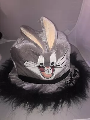 Vintage Six Flags Amusement Park Bugs Bunny Gray Plush Top Cap Hat With Ears • $27.39